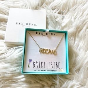 Rae Dunn NEW 14kt Gold Plated Bride Tribe Bridesmaid Spellout Necklace 16+2”
